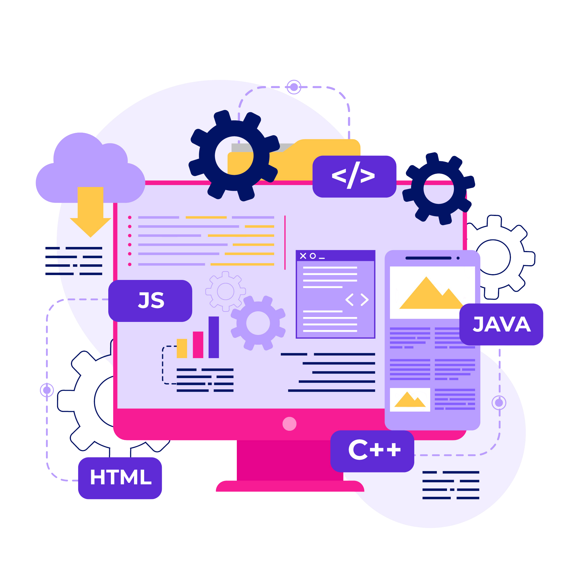 Sistema SaaS na nuvem conectado a diferentes áreas da empresa